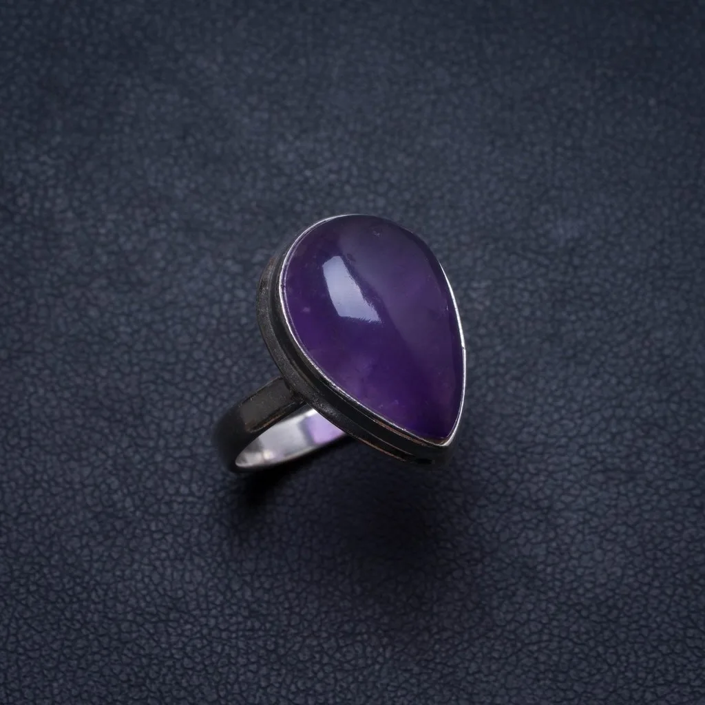 

Natural Amethyst Handmade Unique 925 Sterling Silver Ring, US size 6 X2651