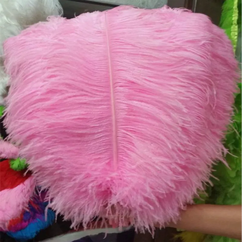 Розовые перья страуса 15-75 см 6-30 дюймов карнавал вечерние свадебные украшения естественно страусиных перьев для ремесла plumes - Цвет: big Pink 55to60cm
