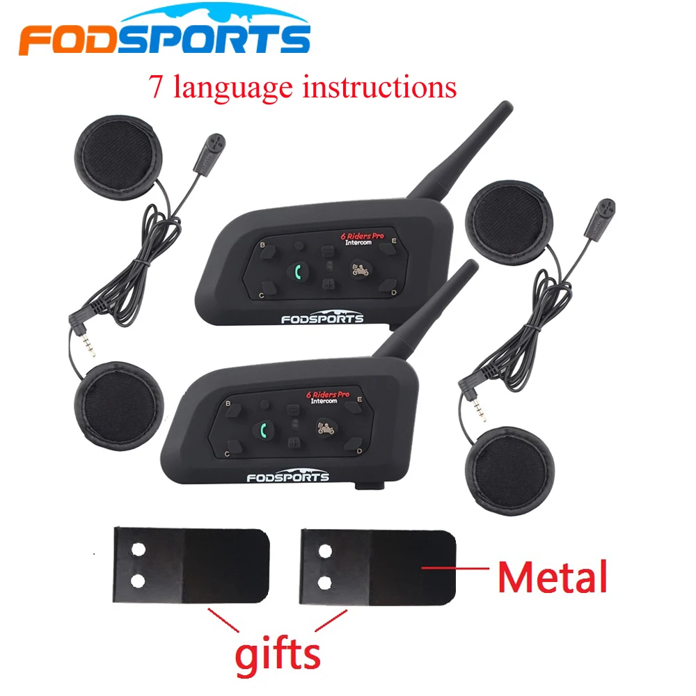 2 шт. Fodsoprts V6 Pro мотоциклетный Bluetooth шлем гарнитуры интерком для 6 riders BT