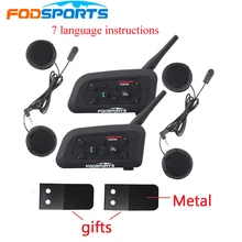 2 PCS Fodsoprt V6 Pro Bluetooth Del Casco del Motociclo Cuffie Intercom per 6 riders BT Senza Fili intercomunicador Interphone MP3 GPS