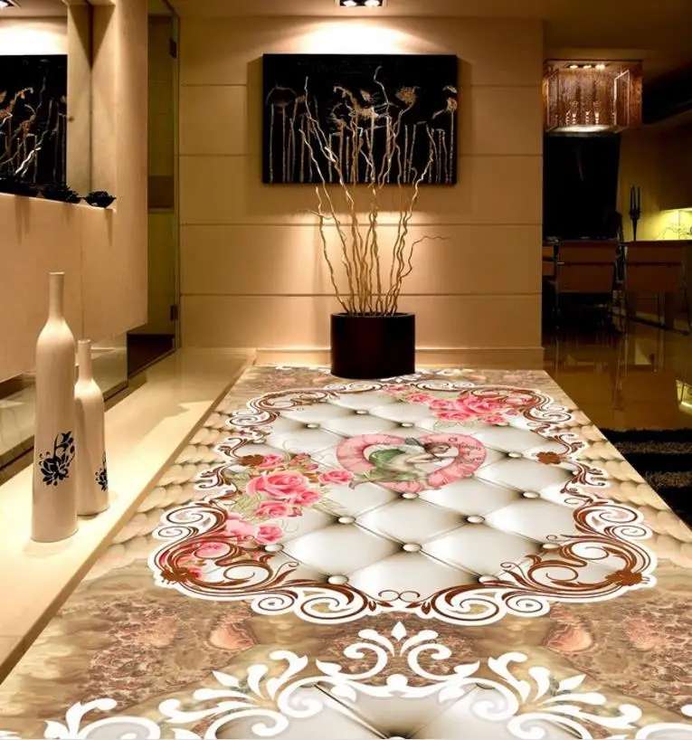 3D Flooring Wallpapers For Living room Customize Home Decor Marble
parquet 3D Floor Painting Self adhesive Wallpaper