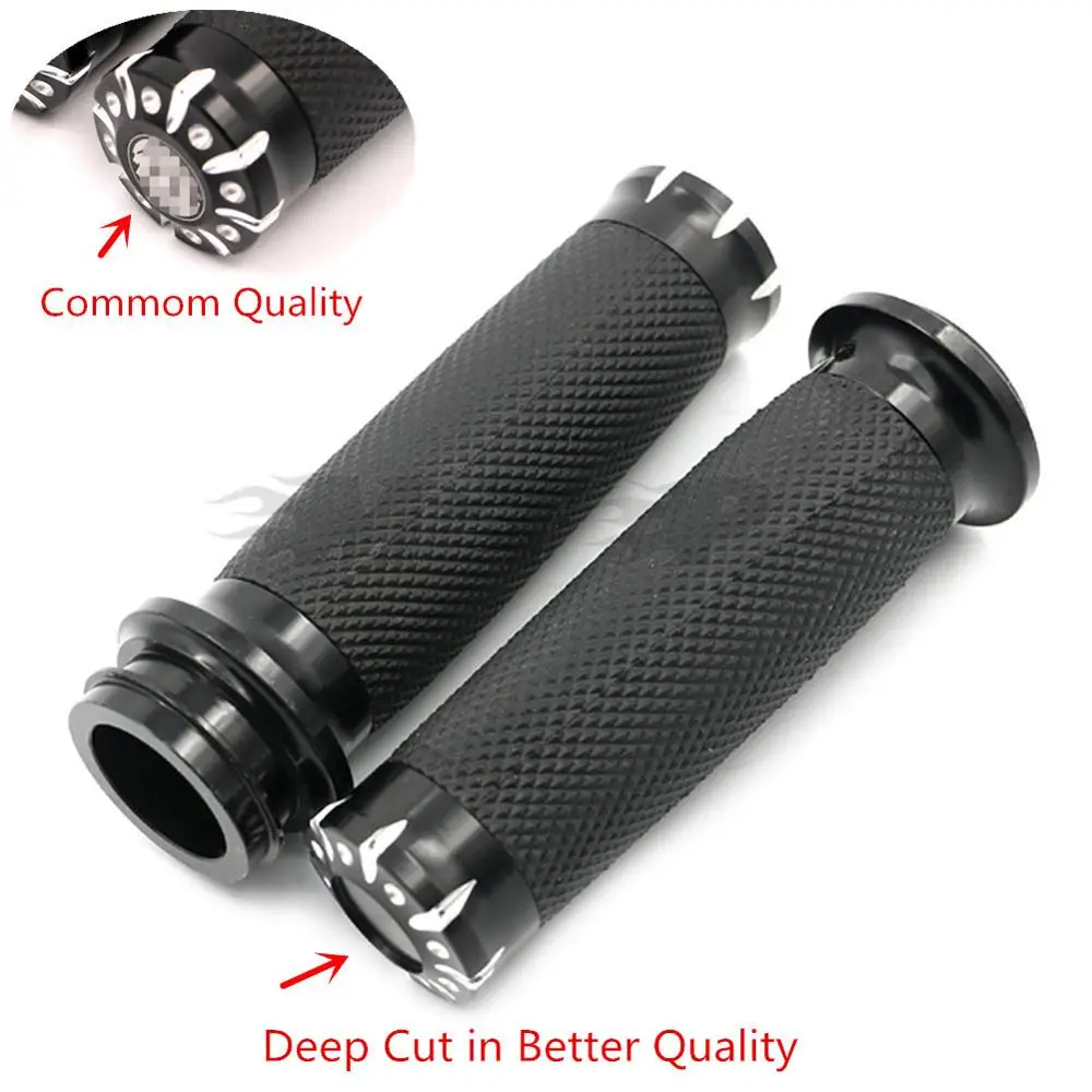 Black Motorcycle 1" 25mm Throttle Accelerator Handlebars Deep Cut Hand