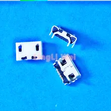 100 шт микро USB 5pin без бокового быка рога гнездо Usb плоский рот четыре гнездо с контактными ножками мини Usb разъем