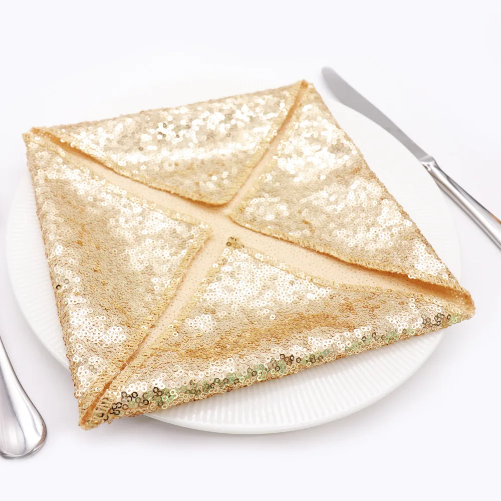 

1pcs 30x30cm Table Napkins Mat Sequin Napkin Champagne Sequin Satin High-grade Fabric Napkin for Wedding Party Hotel Decoration