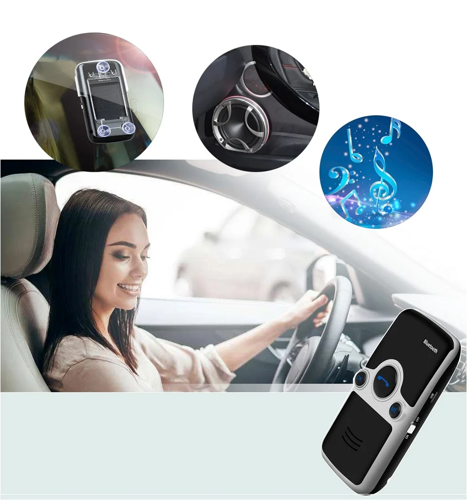 A9 солнцезащитный козырек Беспроводной Bluetooth гарнитуры Car Kit Два телефон подключен