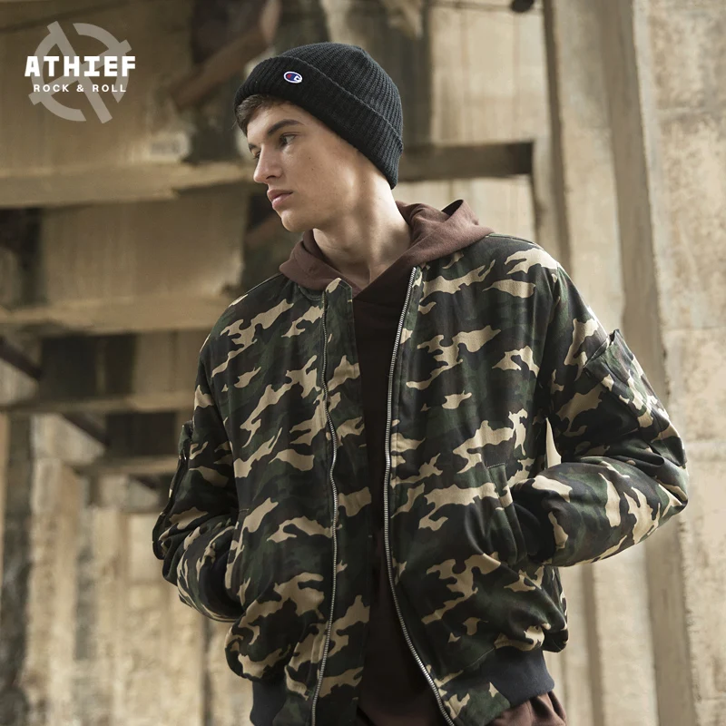 Athief Down Parkas Camouflage cotton men thick loose military jacket MA ...