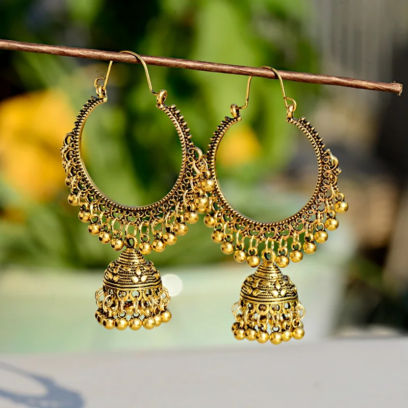 2020 классические женские большие круглые серьги Jhumka Jhumki индийские украшения Tribe