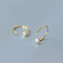 WTLTC 925 серебро кубический цирконий серьги-кольца для женщин маленькие открытые Huggies Серьги-кольца Изящные серьги Сережки для пирсинга