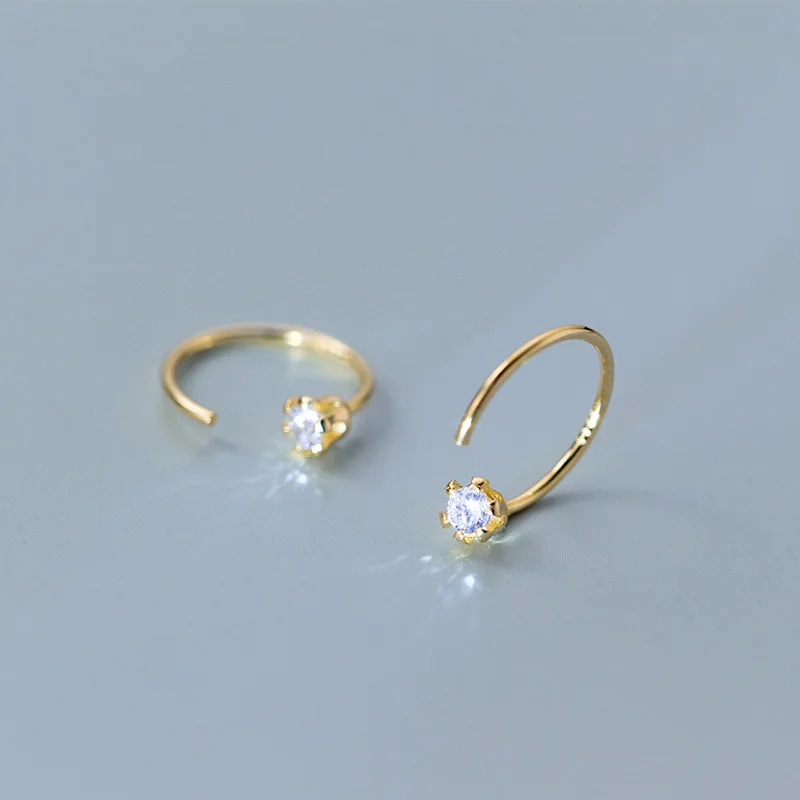 

WTLTC 925 Sterling Sliver Cubic Zircona Hoop Earrings for Women Small Open Huggies Hoops Earrings Dainty Ear Piercing Earrings