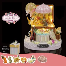 Diy деревянный кукольный дом 3D модель миниатюрная мебель ручной работы миниатюрный кукольный домик Милая комната игрушки для детей конфеты кошка