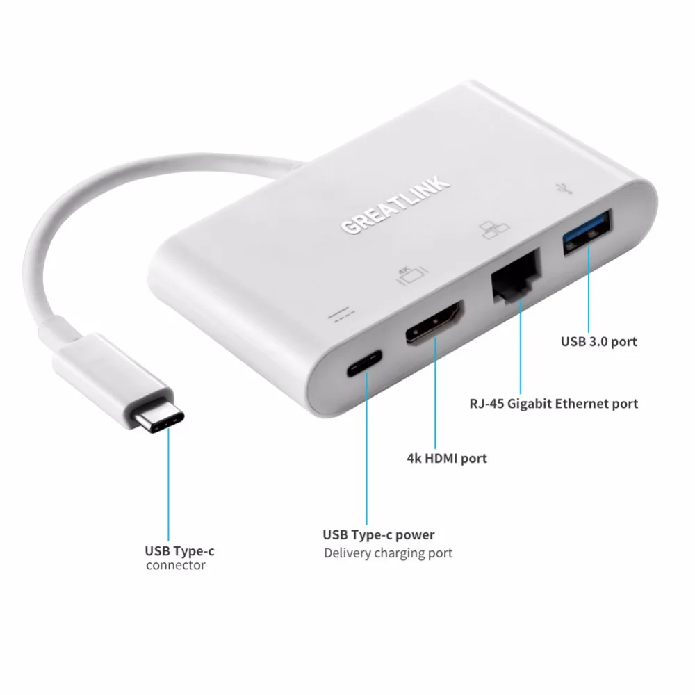 Usb type C AUX удлинитель HDMI 4K адаптер RJ45 разъем USB-C USB 3,0 разветвитель RJ 45 HDMI 1,4 Thunderbolt 3 концентратор док-станция