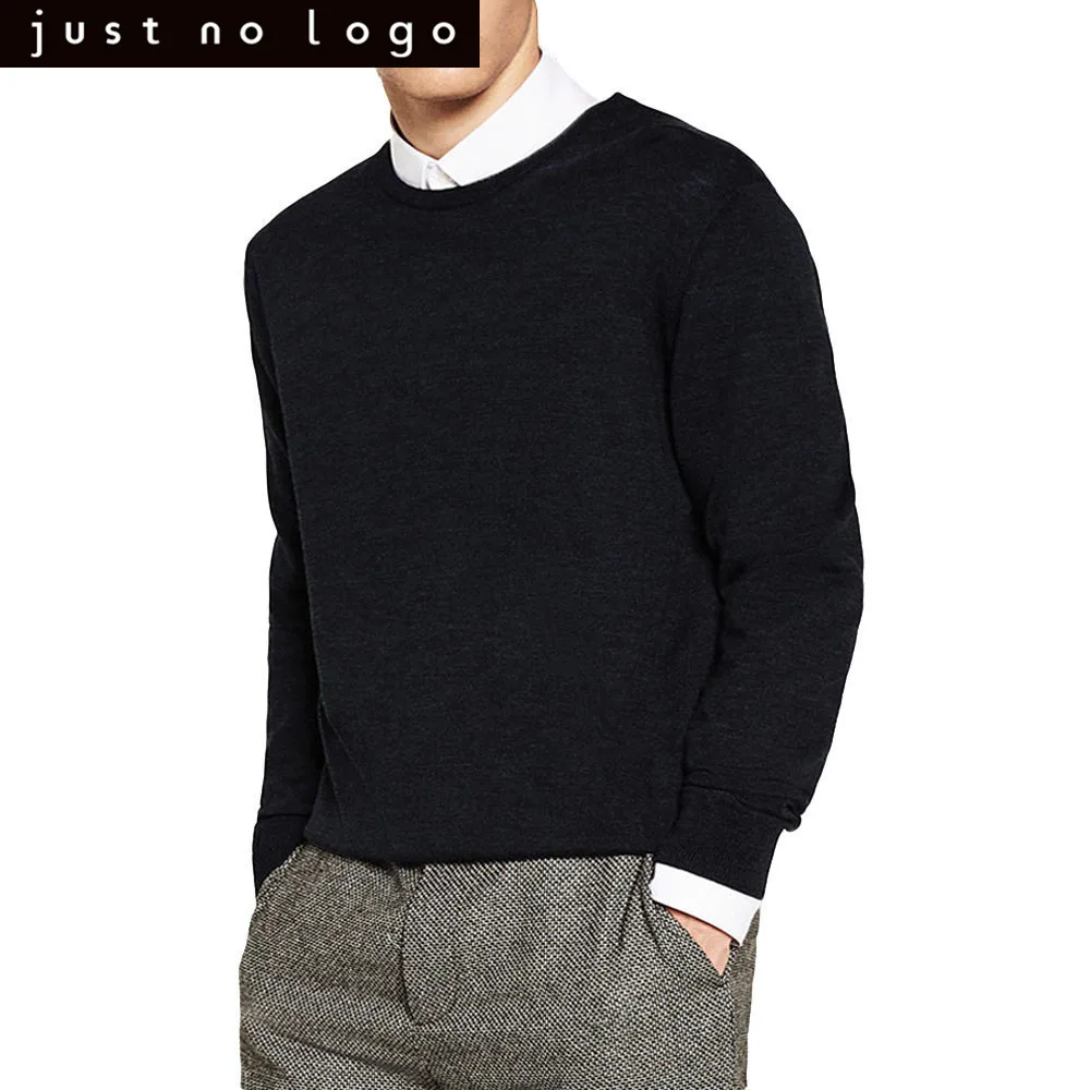 Men Long Sleeve Wool Sweater Crewneck 
