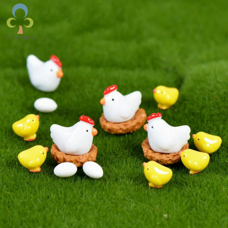 16Pcs/10Pcs Hen Chicken Chick Egg Nest Small Pasture Statue Figurine Micro Crafts Ornament Miniatures DIY Home Garden Decor GYH | Дом и сад