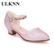 ULKNN Princess Girls Sandals Kids Shoes For Girls Dress Shoes Little High Heel Glitter Summer Party Wedding Sandal Children Shoe girls roman sandals for kids princess shoes summer fashion high heels soft leather children open toe sandal dress wedding party
