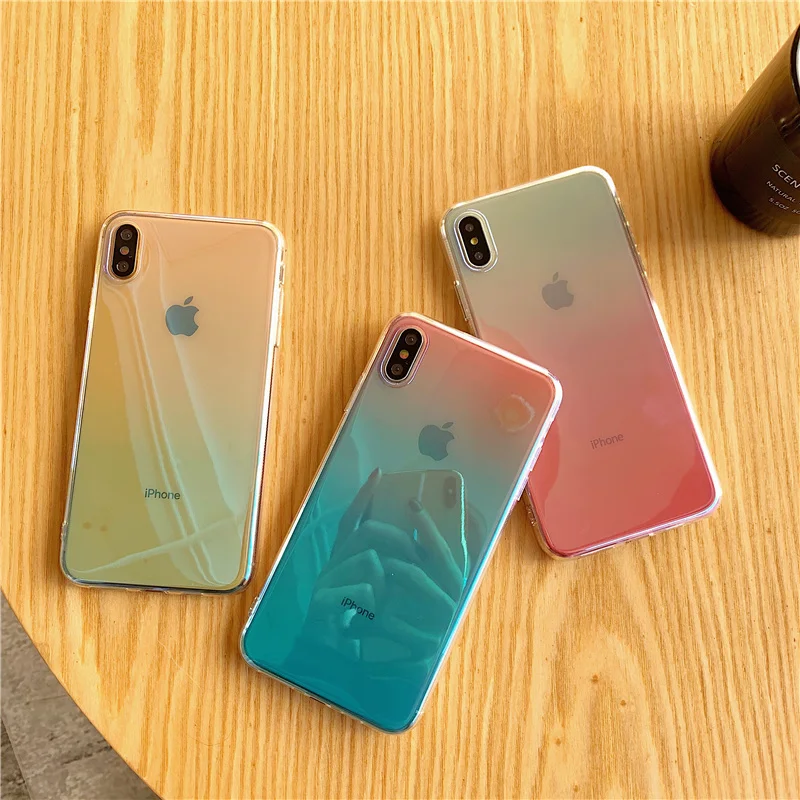

Gradient color Clear tpu phone Case for iphone XS Max X XR XS Glossy soft silicone Case For iphone 6 6s 7 8 plus back cover