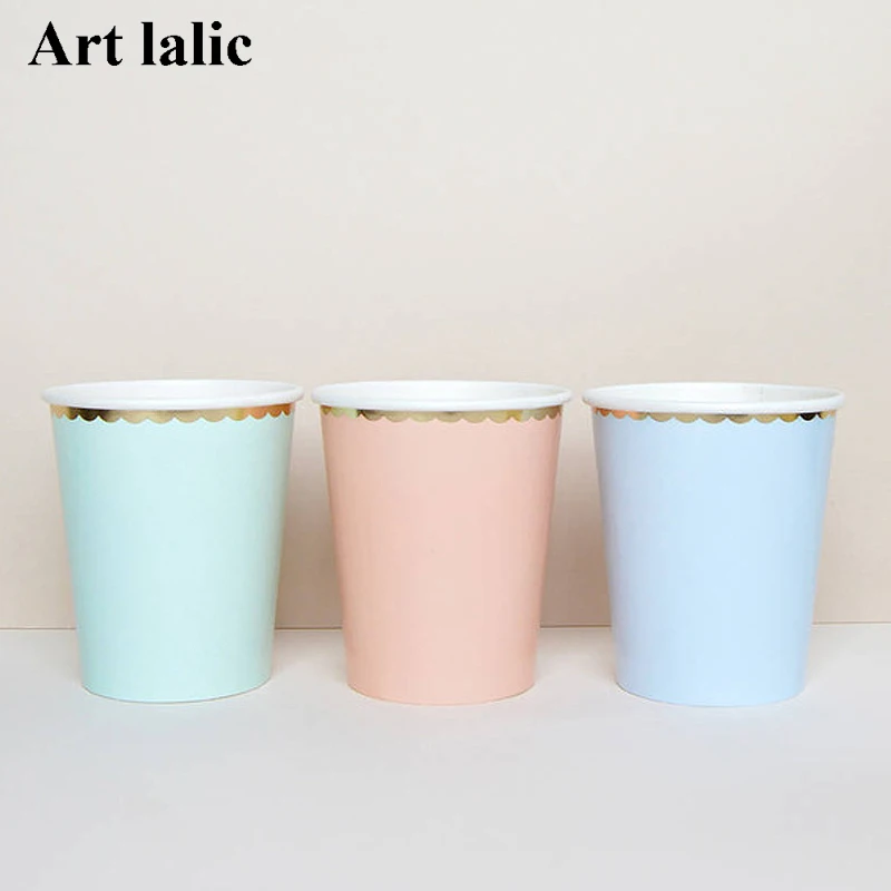 

8pcs Candy Color Paper Cups Disposable Tableware Wedding Birthday Decorations Party Supplies Festival For Kids Girls Boys