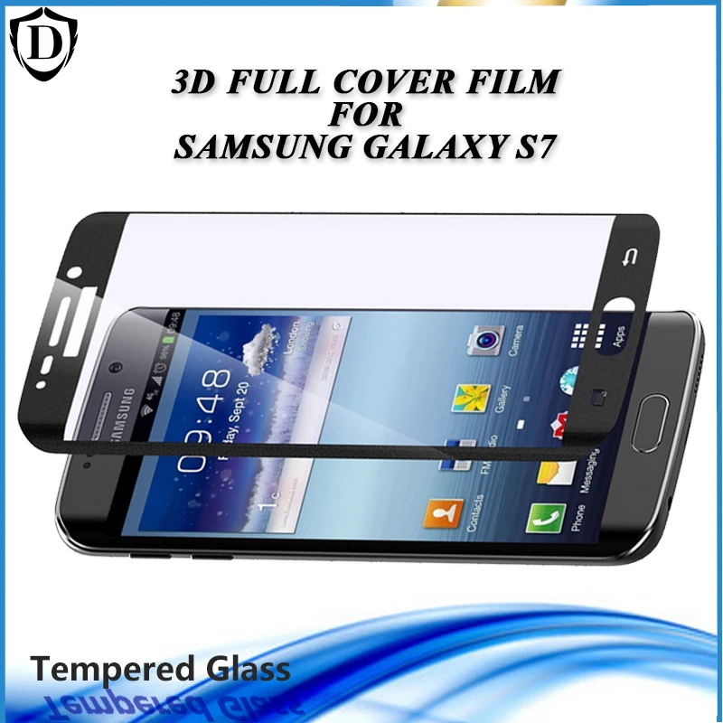 New Arrival 3D Tempered Glass For Samsung S7 Full Cover 4 Color Screen Protector Film with