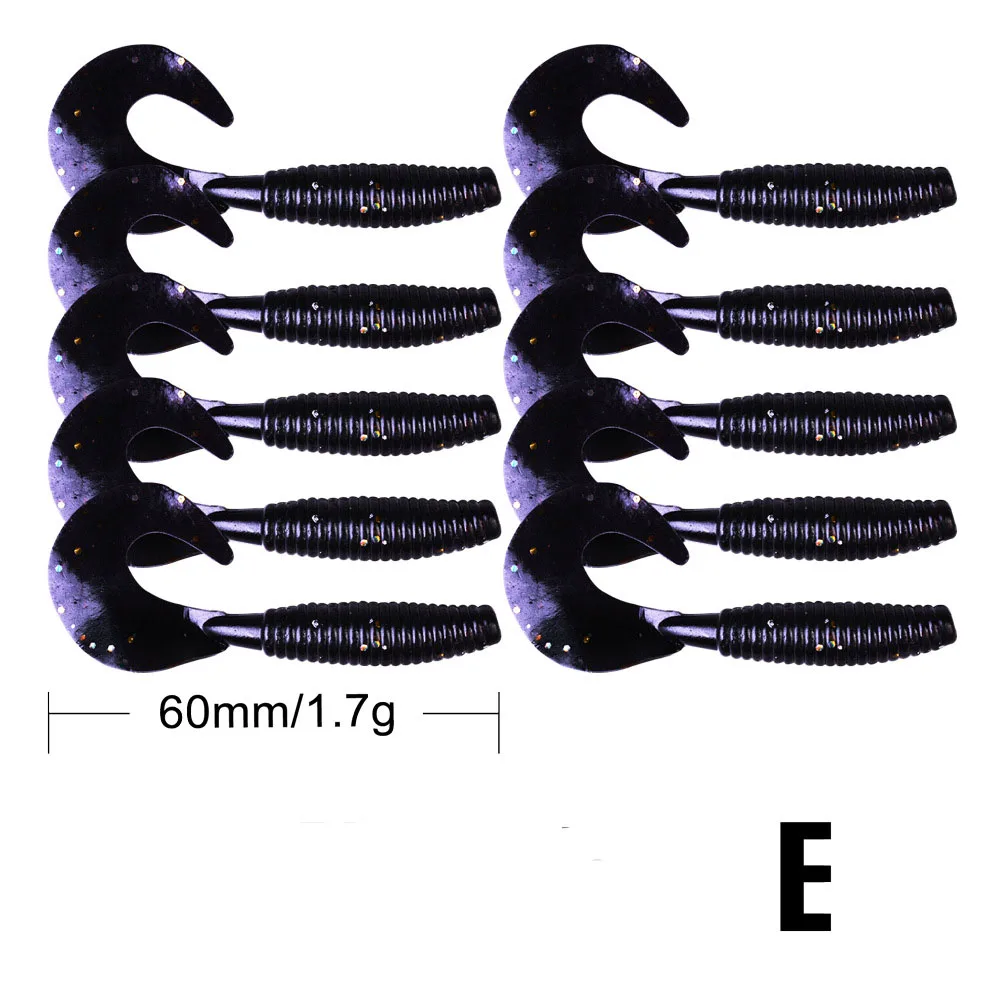 Fulljion 10 шт. мягкие приманки для рыбалки Shads мягкие реалистичные приманки воблеры силиконовый червь джиг голова искусственная приманка Isca Pesca снасти - Цвет: E