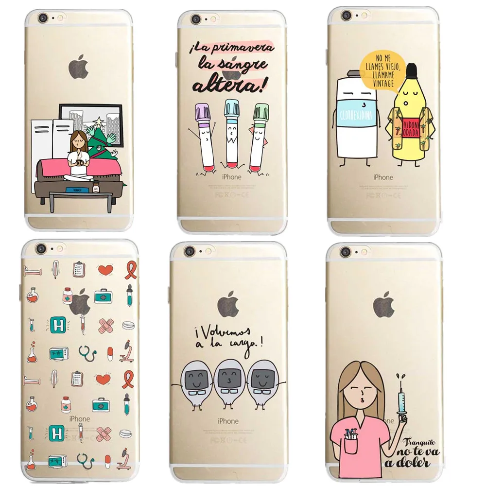 

Spain Cute Cartoon Medicine Nurse Doctor Dentist Soft silicone TPU For iPhone SE 5 5S 6 6S 6Plus 7 7Plus X 8 8Plus Phone Cases