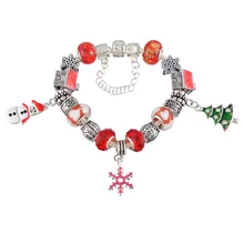 LASPERAL 1 шт. красные браслеты цепи Европейский Шарм бусины Рождественский браслет браслеты для женщин и мужчин ювелирные модные браслеты 20 см