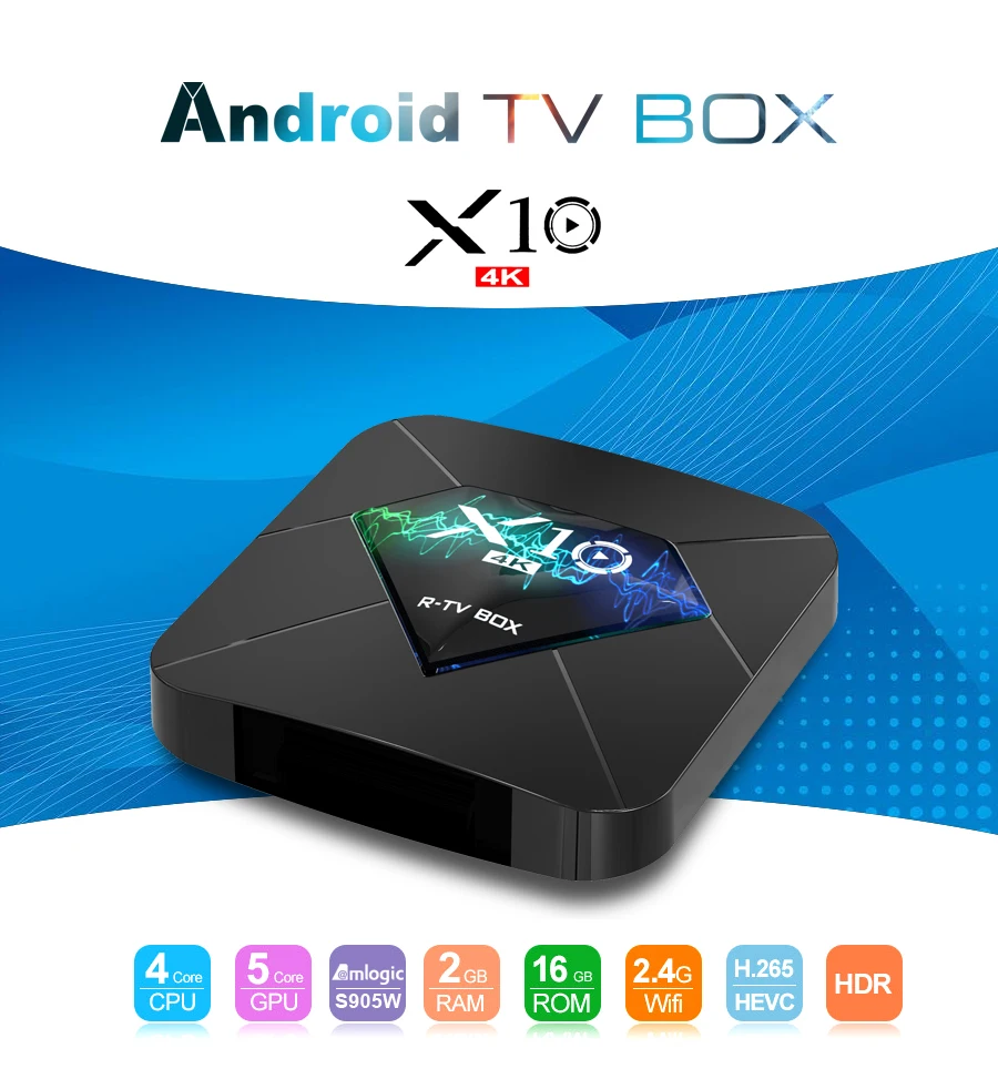 5 шт./лот dhl R-tv box X10 S905W Android 7,1 2 ГБ/16 ГБ четырехъядерный ТВ приставка