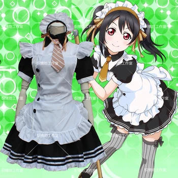 

Love Live! lovelive Hoshizora Rin Apron Lolita Dress Servant girl Maid Cosplay Costume Anime Uniform halloween Costumes