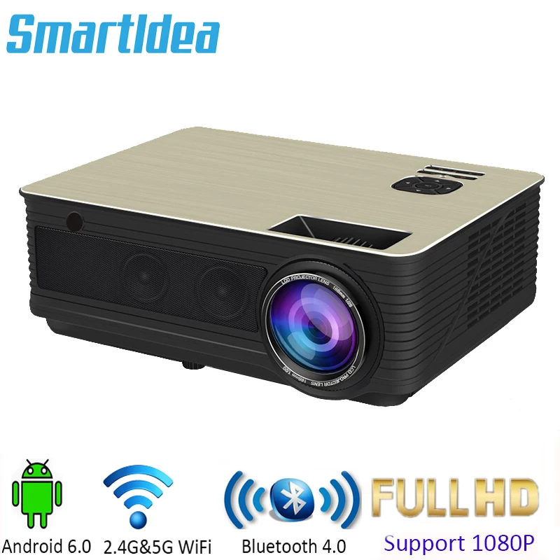 SmartIdea светодиодный 5000 люменов Full HD 3D кинотеатр проектор домашний видеоигра Android6.0