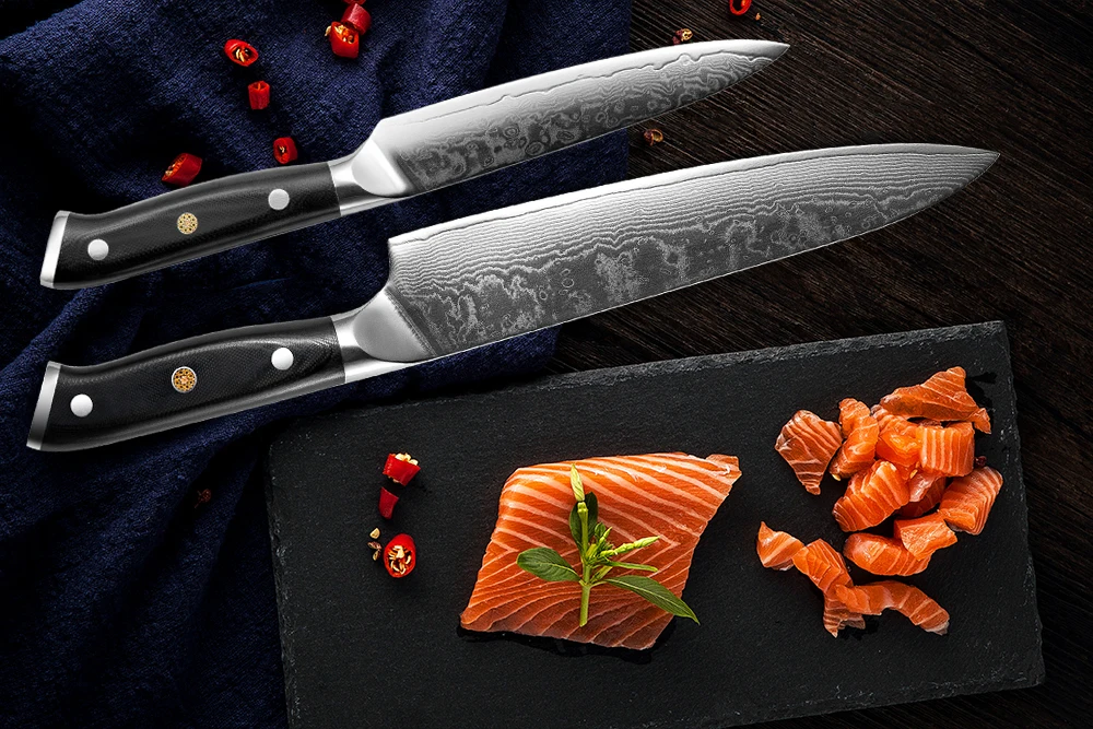 Качественный японский VG10 кухонный нож из дамасской стали G10 ручка+ цветок сливы Лучший подарок нож шеф-повара острый нож Santoku инструмент для приготовления пищи