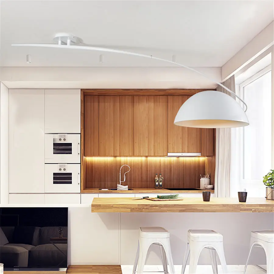 Итальянский дизайн, длинный металлический потолочный светильник parabola для столовой, бара, кухни, современный светильник для гостиной, офисный светодиодный потолочный светильник