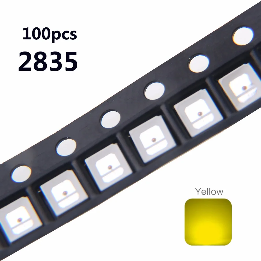 100 шт. SMD 2835 Светодиодный желтый поверхностный монтаж SMT бисера 30 мА DC 2 в высокая яркость 590nm светодиодный светильник излучающая Диодная лампа для PCB