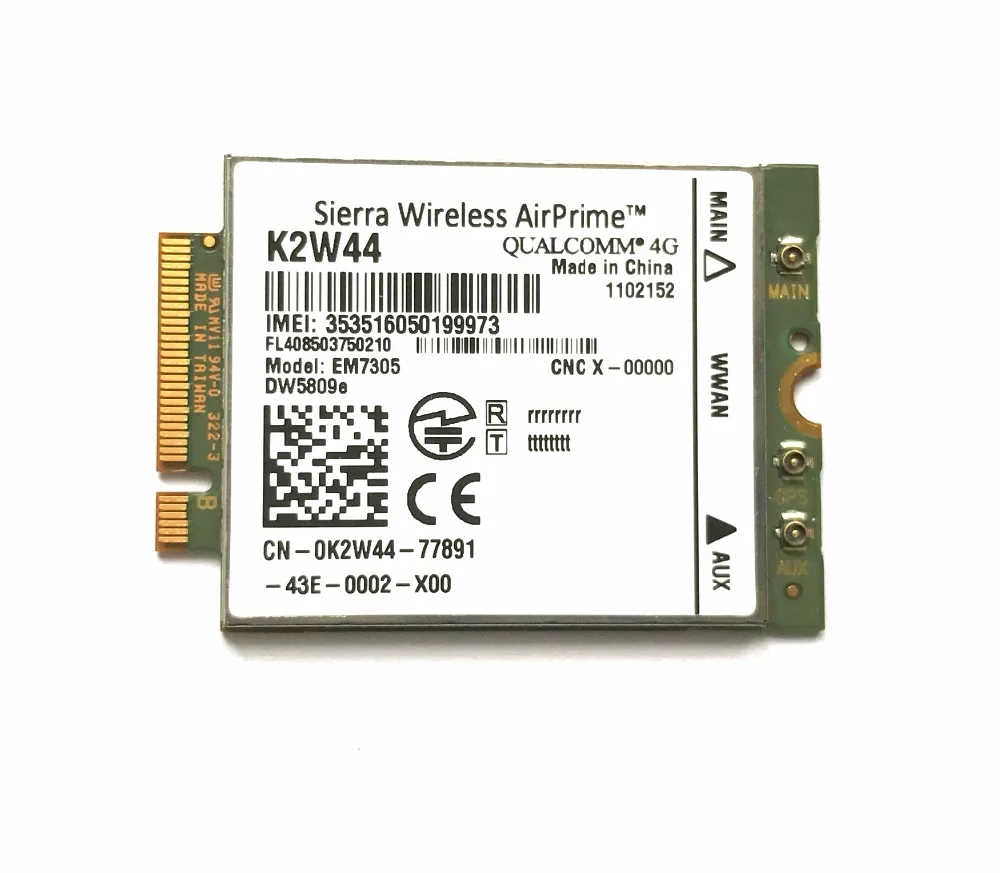 DW5809e K2W44 EM7305 M.2 4G 100M LTE WWAN карта модуль для E7450 E7250/7250 E5550/5550 E5450/5450