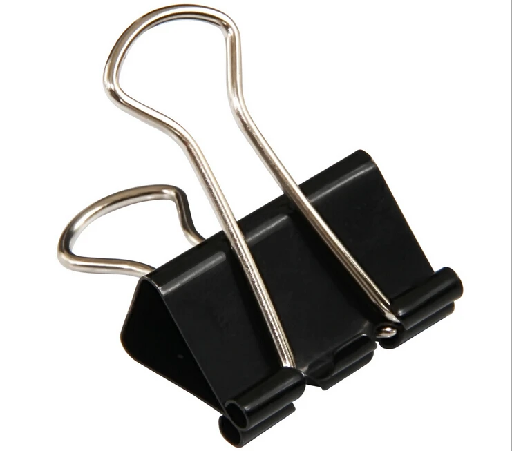 Buy 100PCS 19mm Black mini stainless metal binder