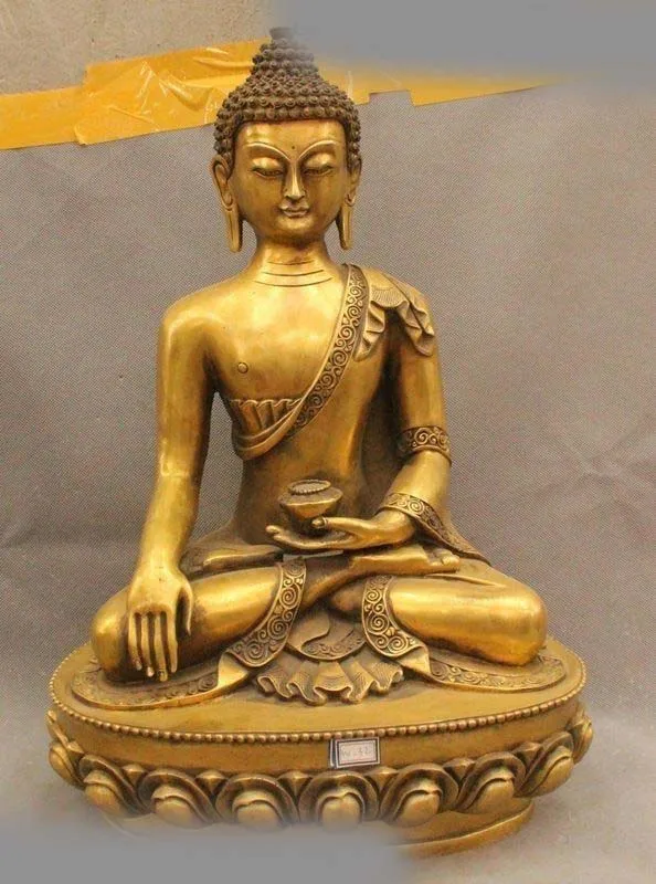 

19" Tibet Tibetan Buddhism Bronze Shakyamuni Amitabha Buddha Statue Sculpture