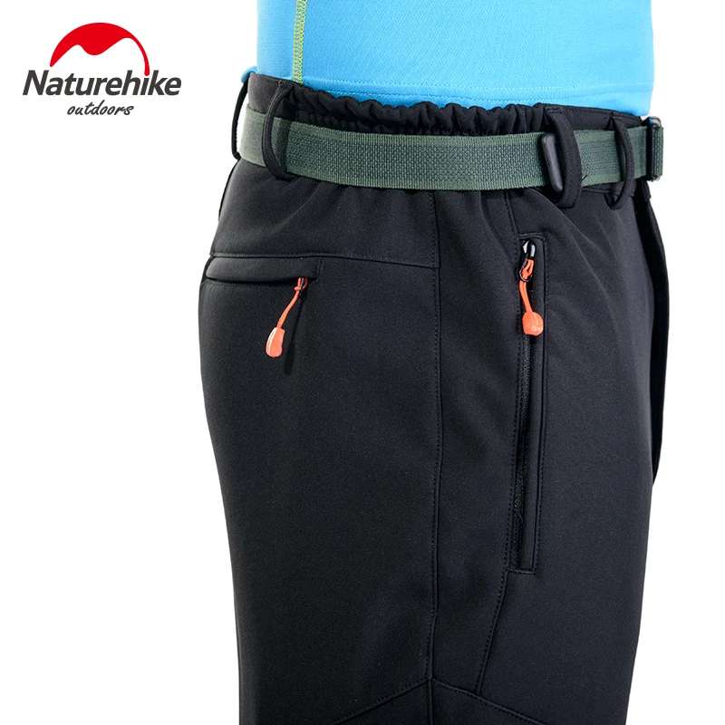 Naturehike في الرجال النساء الشتاء في الهواء الطلق لينة قذيفة تهمة السراويل للماء التزلج يندبروف السراويل سميكة الدافئة الصوف السراويل مع حزام