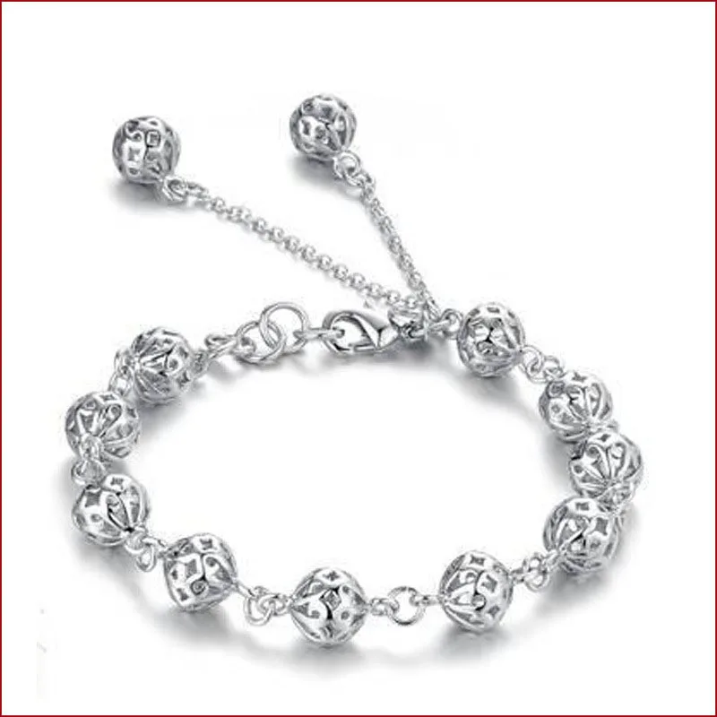 

1 pc Fashion Female Original Silver 925 Bracelet Hollow Beads Chain Ladies Simple Design Charming Bracelet Accessories