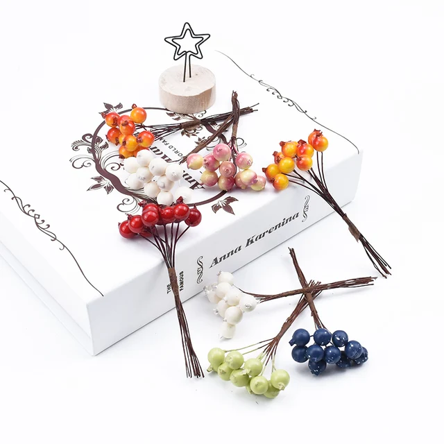 30 Dcs Mesterséges Növények Pe Cseresznye Gyümölcs Dekoratív Virágok Koszorúk Pomponok Diy Ajándékok Doboz Karácsonyi Díszek Otthoni Esküvőre - Image 2