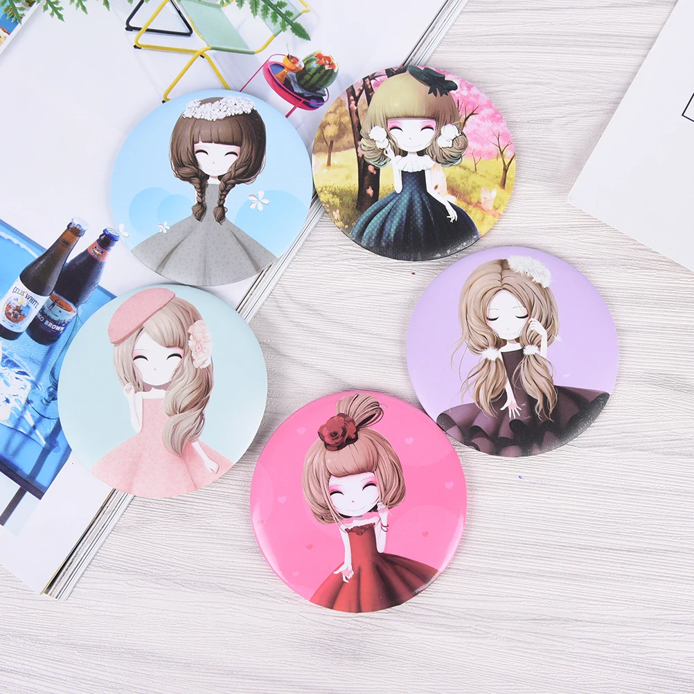

1Pc Makeup Mirror Cosmetic Compact for Girl's Gift Beauty Tools Round Metal Mirrors Random Makeup Mirrors Portable Mini Pocket