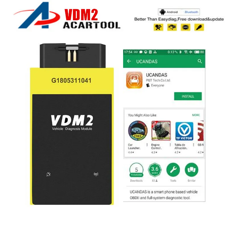 

New UCANDAS VDM2 VDM II V5.2 WIFI Automotive Scanner For Android Phone & Tablet Support Multi-Language