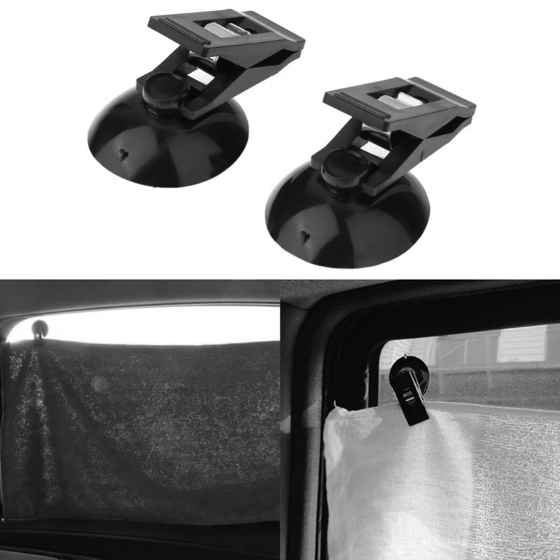 

2 Pcs/Lot Car Window Mount Suction Sucker Clips Hook Holders For Sun Shade Curtain Cloth Cards Ticket Black Stuff