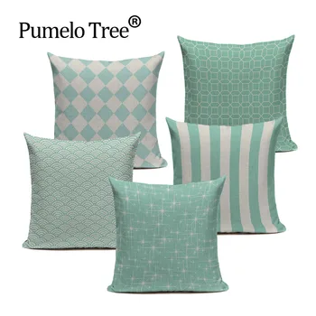 

Custom Pillowcase Light Blue Linen Geometric Decor Throw Pillows Case For Sofa Car Cushion Cover Creative Decorative Cushion