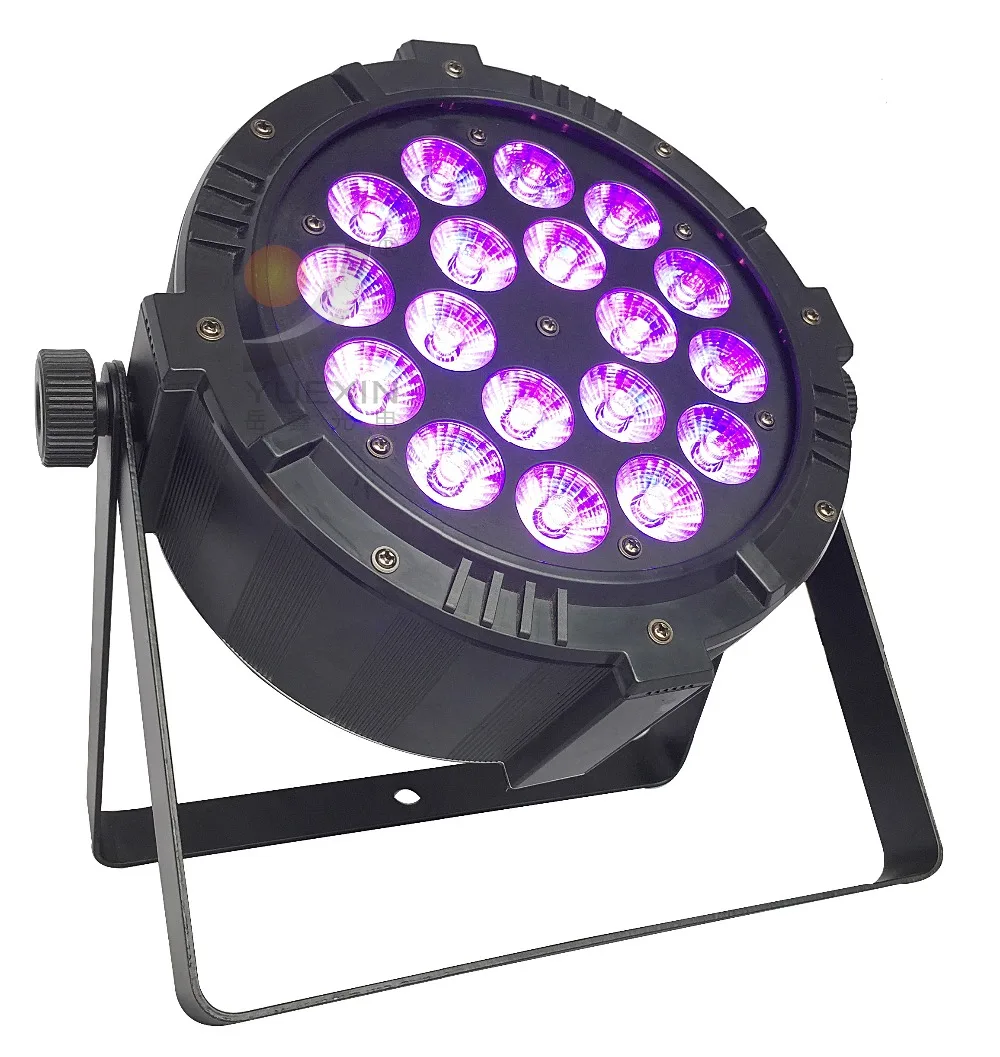 

18x15 6in1 Aluminium Slim Theater Stage Lights Sound Active Master-slave RGBWA+UV Aluminum LED Stage Light LED Par DJ Equipment