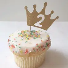 Пользовательские Блеск День рождения корона с номером Свадебные фрукты зубочистки Люкс Baby Shower девичник украшения