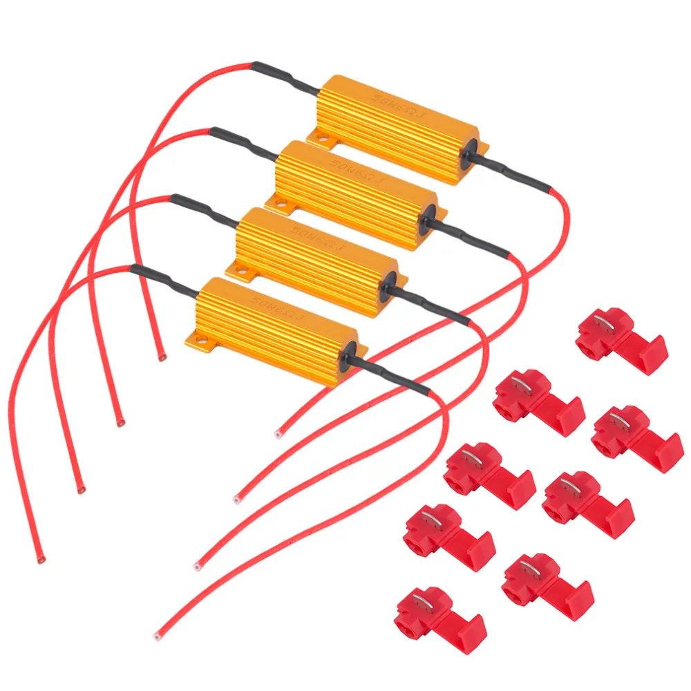 

4Pcs 50W 6Ohm Car LED DRL Fog Turn LightLoad Resistor for Fix LED Bulb Fast Hyper Flash Turn Light Hot Selling Free Shipping