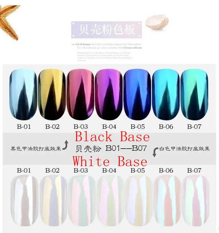 

1g/jar Shell Effect Nail Glitter Powder PrettyGlitters Pigment Nail Powder Dust Laser Nail Art Decorations