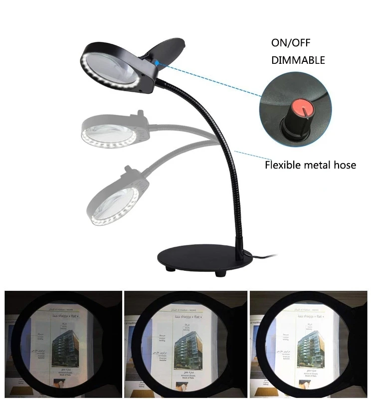 8X 15X светодиодный светильник с увеличительным зажимом, стеклянный светильник/настольный светодиодный светильник 2 в 1 для рукоделия или хобби
