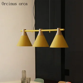 

Nordic creative personality color chandelier restaurant cafe bar post-modern minimalist three combination iron Chandelier