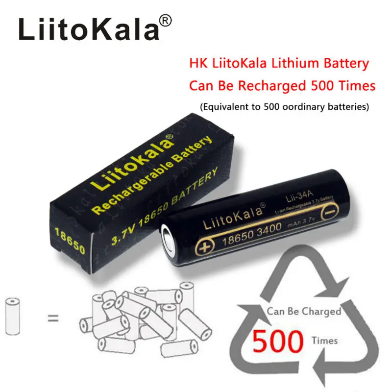 4 шт. LiitoKala Lii-34A 18650 3400mAh аккумуляторная батарея 3,7 v литий-ионные аккумуляторы