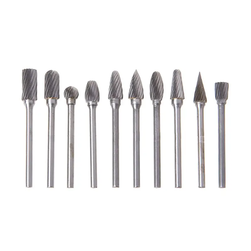 

10pcs/set 1/8" Shank Tungsten Carbide Milling Cutter Rotary Engraving Bit Tool Safety