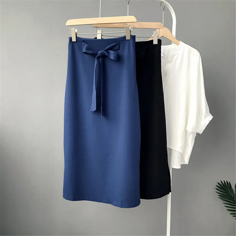 HIGH QUALITY Belt&Zipper Chiffon Skirt 2018 Summer Vacation&Office&Casual Solid Skirt For Women Vintage Bandage Skirts Female (9)