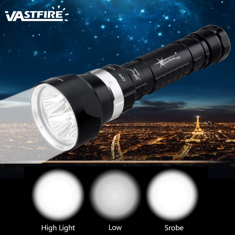 Excellent Scuba Diving Flashlight 4x XML U2 LED SolarStorm 1600 Lm Underwater Torch Light With 2x18650 +Charger 0 Excellent Scuba Diving Flashlight 4x XML U2 LED SolarStorm 1600 Lm Underwater Torch Light With 2x18650 +Charger 0